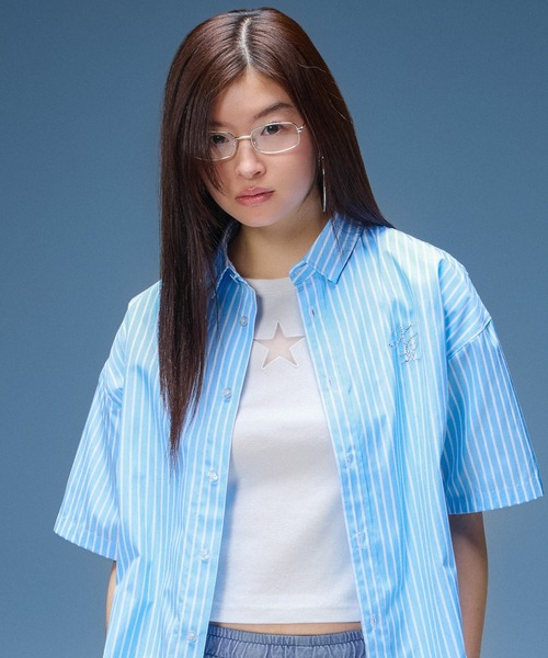 X-girl(エックスガール)の「SHEER STAR S/S BABY TEE(Tシャツ/カットソー・レディース・ブラック/ホワイト/ピンク・ONE SIZE)」の8枚目の写真