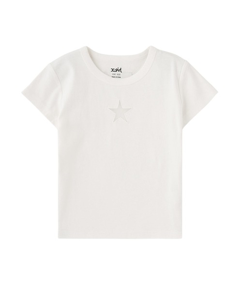 X-girl(エックスガール)の「SHEER STAR S/S BABY TEE(Tシャツ/カットソー・レディース・ブラック/ホワイト/ピンク・ONE SIZE)」の12枚目の写真