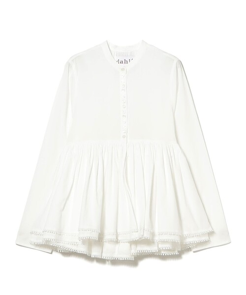 fennica（フェニカ）の「dahl'ia / ボタン ギャザー ボリューム ブラウス（シャツ/ブラウス・レディース・ホワイト/ブラック・ONE SIZE）」の3枚目の写真