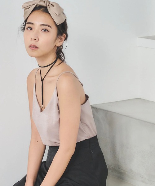 mikomori(ミコモリ)の「SATIN CAMISOLE(キャミソール・レディース・ダークベージュ/ライトブルー・FREE)」の1枚目の写真