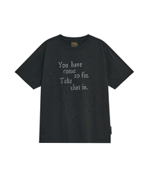 GRUNGE TEXT DAMAGED T-SHIRTS [CHARCOAL]