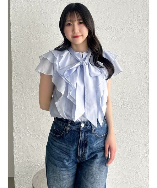 dazzlin（ダズリン）の「メニーフリルショートブラウス（シャツ/ブラウス・レディース・アイボリー/ピンク/ブラウン/ブルー・FREE）」の3枚目の写真