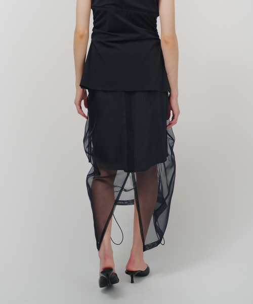 THINGS THAT MATTER(シングス ザット マター)の「CHECK SHEER LAYERED SKIRT / STRIPE SHEER LAYERED SKIRT / チェック シアー レイヤード スカート / ストライプ シアー レイヤード スカート(スカート・レディース・ネイビー/ブラウン・2/1)」の15枚目の写真