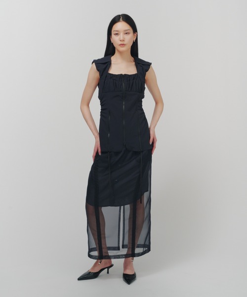THINGS THAT MATTER(シングス ザット マター)の「CHECK SHEER LAYERED SKIRT / STRIPE SHEER LAYERED SKIRT / チェック シアー レイヤード スカート / ストライプ シアー レイヤード スカート(スカート・レディース・ネイビー/ブラウン・2/1)」の19枚目の写真