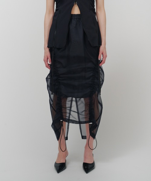 THINGS THAT MATTER(シングス ザット マター)の「CHECK SHEER LAYERED SKIRT / STRIPE SHEER LAYERED SKIRT / チェック シアー レイヤード スカート / ストライプ シアー レイヤード スカート(スカート・レディース・ネイビー/ブラウン・2/1)」の12枚目の写真