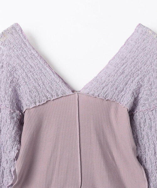 BASERANGE(ベースレンジ)の「Baserange/ベースレンジ NEHRU LONG SLEEVE TEE / TTNLS-LA-SP26 / ロングスリーブ レースシアートップス(Tシャツ/カットソー・レディース・ラベンダー・SMALL)」の3枚目の写真