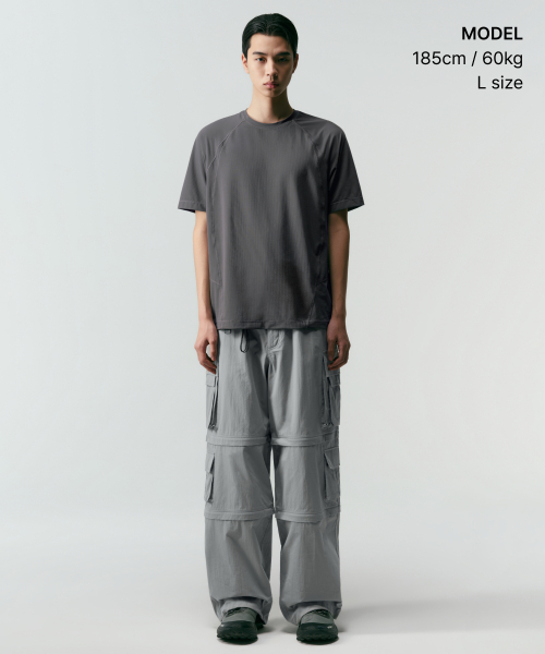MUSINSA STANDARD（ムシンサスタンダード）の「[シティレジャー] スポーティブテクスチャードTシャツ [グレー]（Tシャツ/カットソー・メンズ・その他・SMALL/MEDIUM/LARGE/X-LARGE/2XL）」の2枚目の写真