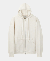 LETTERCOMO（レテルコモ）の「ソフトコージーニットフード集業アイボリー（パーカー）」