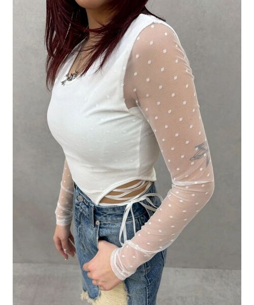 EVRIS(エヴリス)の「レースアップボディースーツ 春服(Tシャツ/カットソー・レディース・ホワイト/ブラック/その他1・FREE)」の9枚目の写真