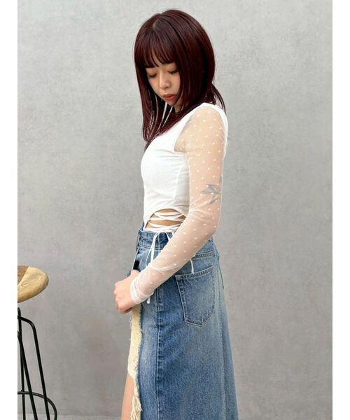 EVRIS(エヴリス)の「レースアップボディースーツ 春服(Tシャツ/カットソー・レディース・ホワイト/ブラック/その他1・FREE)」の10枚目の写真