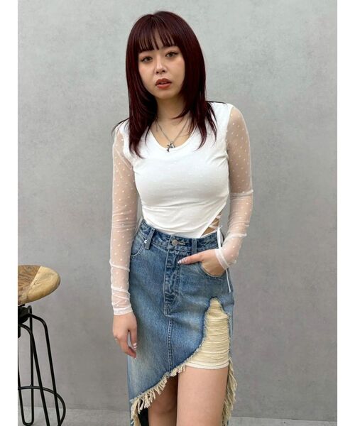 EVRIS(エヴリス)の「レースアップボディースーツ 春服(Tシャツ/カットソー・レディース・ホワイト/ブラック/その他1・FREE)」の11枚目の写真