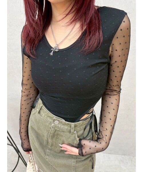 EVRIS(エヴリス)の「レースアップボディースーツ 春服(Tシャツ/カットソー・レディース・ホワイト/ブラック/その他1・FREE)」の16枚目の写真