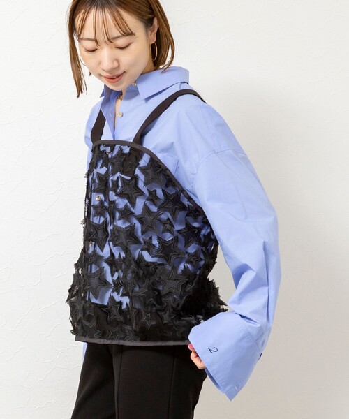 Rie Miller（リエミラー）の「45th limited edition2WAYスターフリンジミリタリーベスト（ブルゾン・レディース・ブラック/ホワイト・FREE）」の6枚目の写真