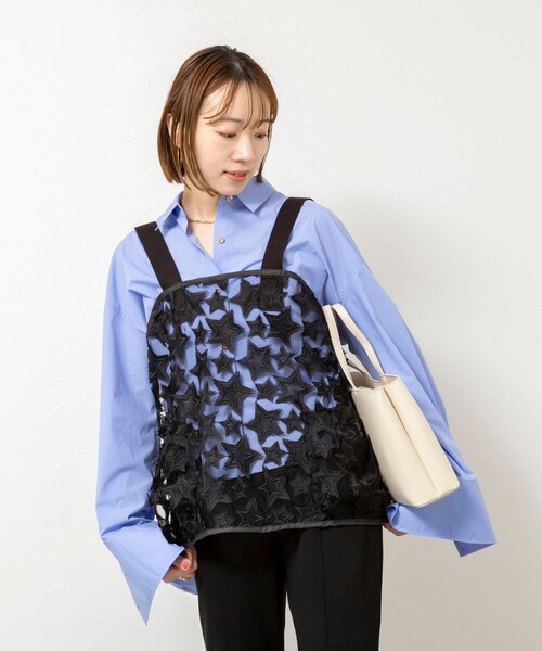 Rie Miller（リエミラー）の「45th limited edition2WAYスターフリンジミリタリーベスト（ブルゾン・レディース・ブラック/ホワイト・FREE）」の9枚目の写真