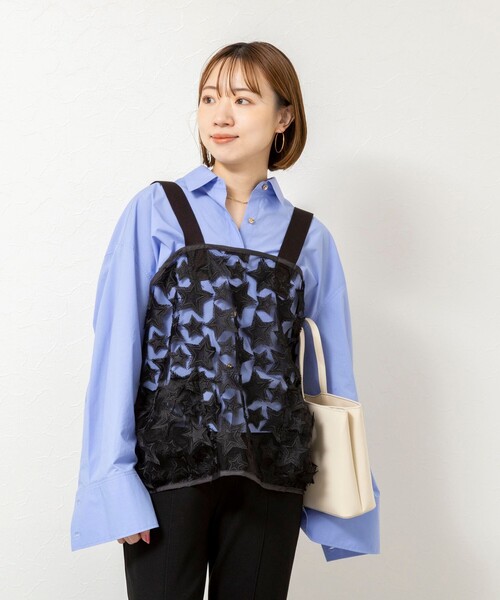 Rie Miller（リエミラー）の「45th limited edition2WAYスターフリンジミリタリーベスト（ブルゾン・レディース・ブラック/ホワイト・FREE）」の10枚目の写真