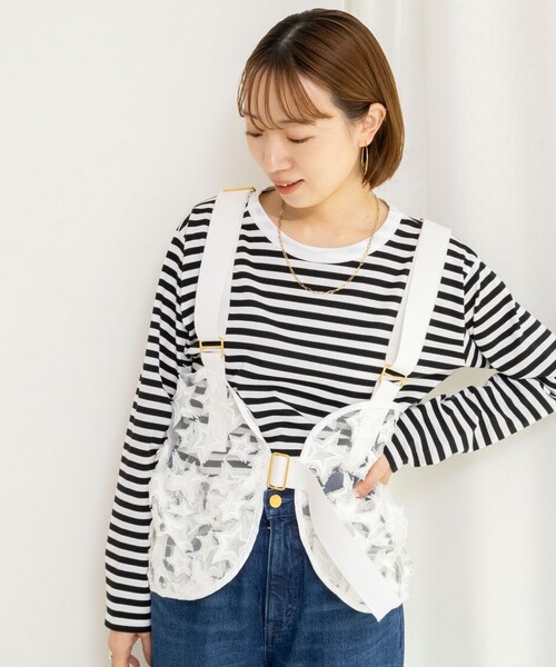 Rie Miller（リエミラー）の「45th limited edition2WAYスターフリンジミリタリーベスト（ブルゾン・レディース・ブラック/ホワイト・FREE）」の15枚目の写真