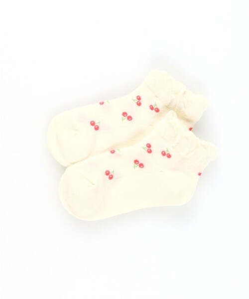 BRANSHES（ブランシェス）の「フルーツ柄メッシュアンクルソックス（ソックス/靴下・キッズ・アイボリー/サックスブルー・19-21㎝/13-15㎝/16-18㎝）」の2枚目の写真