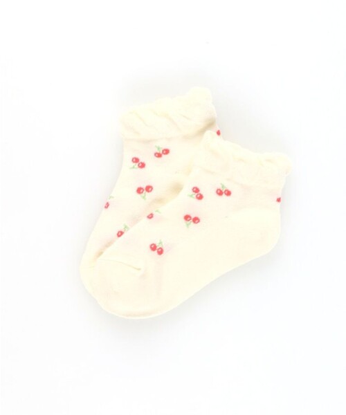 BRANSHES（ブランシェス）の「フルーツ柄メッシュアンクルソックス（ソックス/靴下・キッズ・アイボリー/サックスブルー・19-21㎝/13-15㎝/16-18㎝）」の3枚目の写真