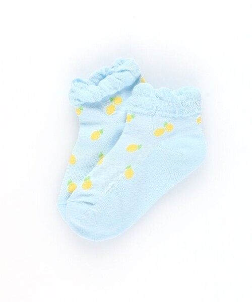 BRANSHES（ブランシェス）の「フルーツ柄メッシュアンクルソックス（ソックス/靴下・キッズ・アイボリー/サックスブルー・19-21㎝/13-15㎝/16-18㎝）」の4枚目の写真