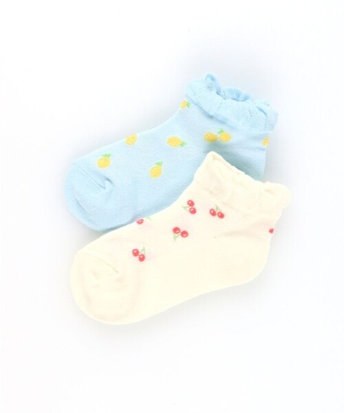 BRANSHES（ブランシェス）の「フルーツ柄メッシュアンクルソックス（ソックス/靴下・キッズ・アイボリー/サックスブルー・19-21㎝/13-15㎝/16-18㎝）」の5枚目の写真