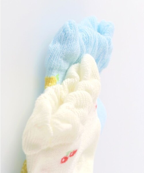BRANSHES（ブランシェス）の「フルーツ柄メッシュアンクルソックス（ソックス/靴下・キッズ・アイボリー/サックスブルー・19-21㎝/13-15㎝/16-18㎝）」の6枚目の写真