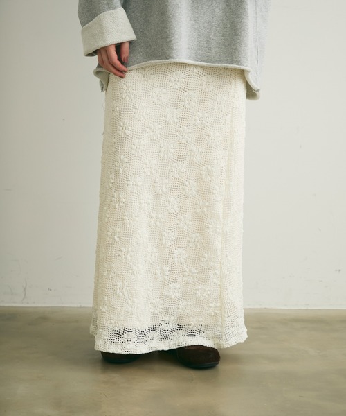Crisp（クリスプ）の「フラワーレースセミフレアスカート（スカート・レディース・アイボリー/ブラック・FREE）」の16枚目の写真
