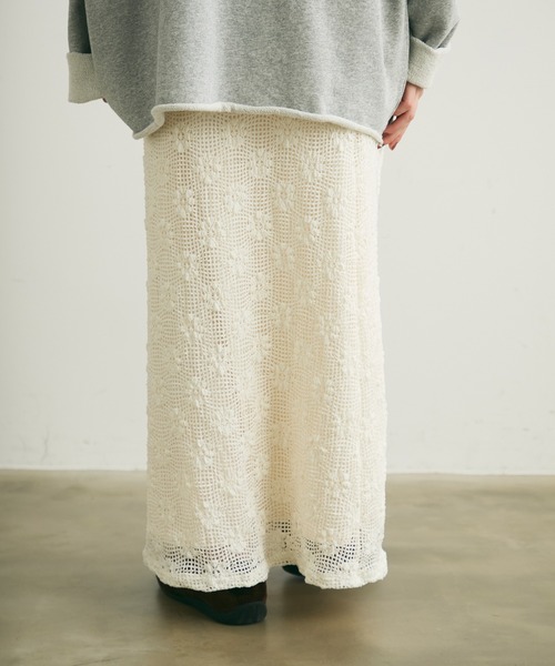 Crisp（クリスプ）の「フラワーレースセミフレアスカート（スカート・レディース・アイボリー/ブラック・FREE）」の18枚目の写真