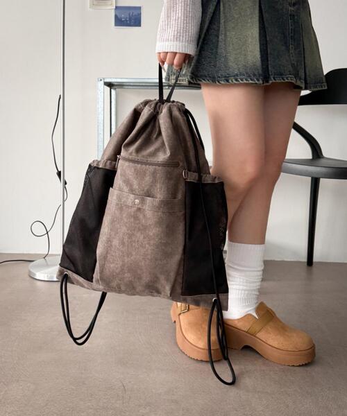 WEGO（ウィゴー）の「WEGO/サイドメッシュポケットナップサック（バックパック/リュック・レディース・ブラック/ブラウン系その他/スミクロ・FREE）」の20枚目の写真