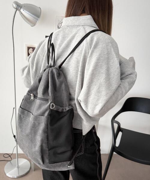 WEGO（ウィゴー）の「WEGO/サイドメッシュポケットナップサック（バックパック/リュック・レディース・ブラック/ブラウン系その他/スミクロ・FREE）」の4枚目の写真