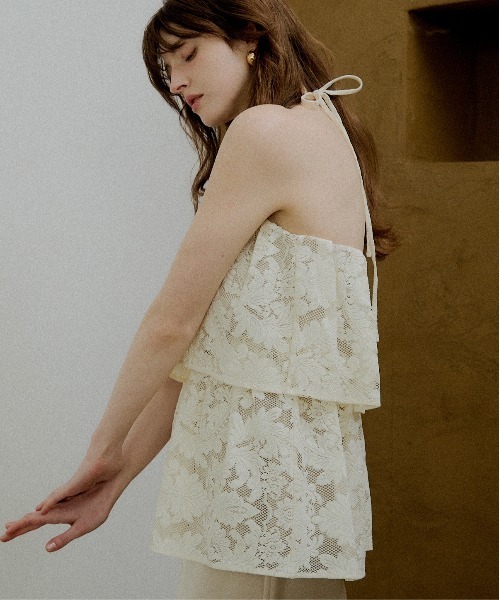 LE'RURE(リルアー)の「Tiered frill lace onepiece(ワンピース・レディース・ブラック/ベージュ・SMALL/MEDIUM/TALL)」の22枚目の写真