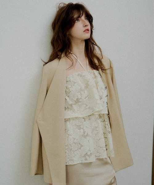 LE'RURE(リルアー)の「Tiered frill lace onepiece(ワンピース・レディース・ブラック/ベージュ・SMALL/MEDIUM/TALL)」の14枚目の写真