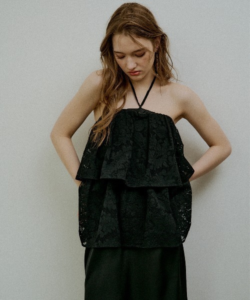 LE'RURE(リルアー)の「Tiered frill lace onepiece(ワンピース・レディース・ブラック/ベージュ・SMALL/MEDIUM/TALL)」の16枚目の写真