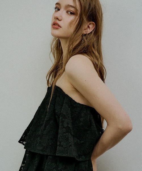 LE'RURE(リルアー)の「Tiered frill lace onepiece(ワンピース・レディース・ブラック/ベージュ・SMALL/MEDIUM/TALL)」の9枚目の写真