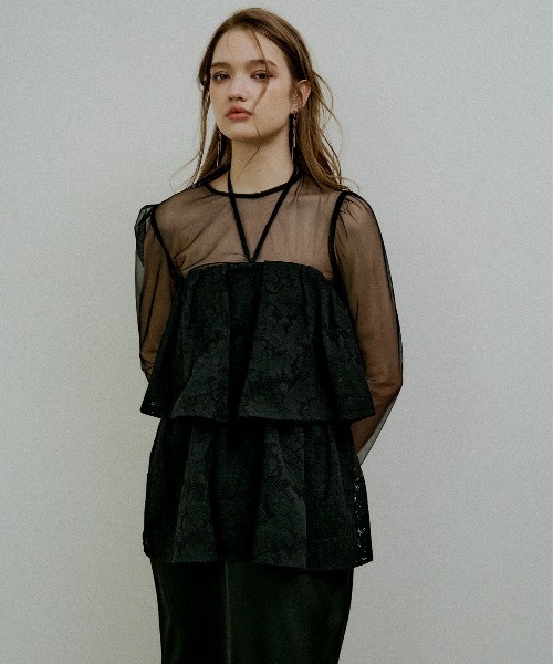 LE'RURE(リルアー)の「Tiered frill lace onepiece(ワンピース・レディース・ブラック/ベージュ・SMALL/MEDIUM/TALL)」の11枚目の写真