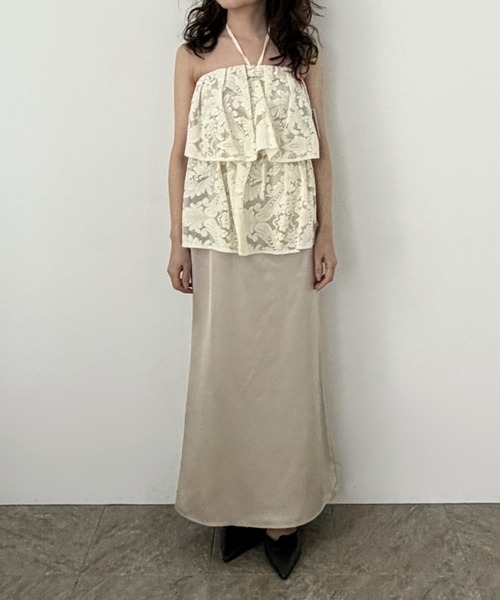 LE'RURE(リルアー)の「Tiered frill lace onepiece(ワンピース・レディース・ブラック/ベージュ・SMALL/MEDIUM/TALL)」の5枚目の写真