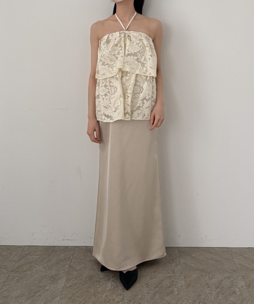 LE'RURE(リルアー)の「Tiered frill lace onepiece(ワンピース・レディース・ブラック/ベージュ・SMALL/MEDIUM/TALL)」の7枚目の写真