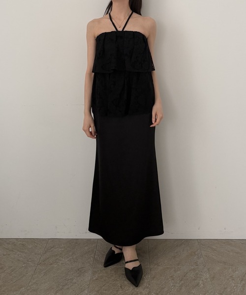 LE'RURE(リルアー)の「Tiered frill lace onepiece(ワンピース・レディース・ブラック/ベージュ・SMALL/MEDIUM/TALL)」の6枚目の写真