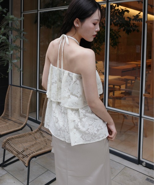 LE'RURE(リルアー)の「Tiered frill lace onepiece(ワンピース・レディース・ブラック/ベージュ・SMALL/MEDIUM/TALL)」の4枚目の写真
