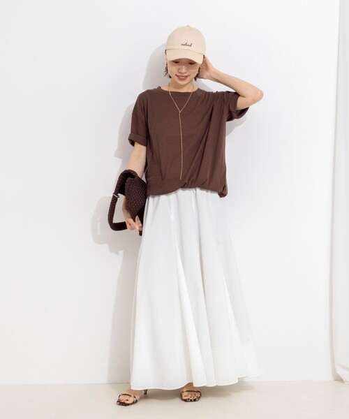 Rie Miller（リエミラー）の「ウォッシャブルドローストTシャツ（Tシャツ/カットソー・レディース・ブラック/ホワイト/ブラウン・38）」の18枚目の写真