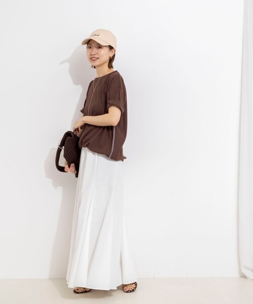 Rie Miller（リエミラー）の「ウォッシャブルドローストTシャツ（Tシャツ/カットソー・レディース・ブラック/ホワイト/ブラウン・38）」の19枚目の写真