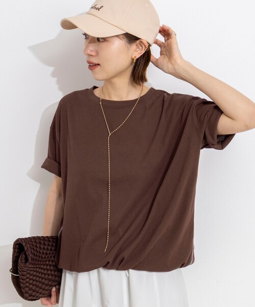 Rie Miller（リエミラー）の「ウォッシャブルドローストTシャツ（Tシャツ/カットソー・レディース・ブラック/ホワイト/ブラウン・38）」の21枚目の写真