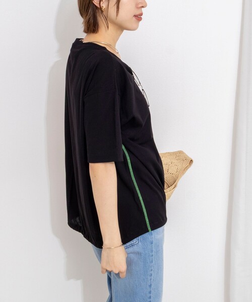 Rie Miller（リエミラー）の「ウォッシャブルドローストTシャツ（Tシャツ/カットソー・レディース・ブラック/ホワイト/ブラウン・38）」の5枚目の写真