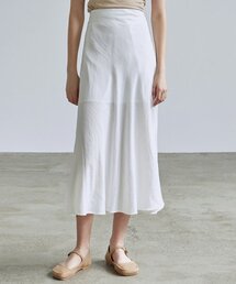 SATIN LONG SKIRT_WHITE
