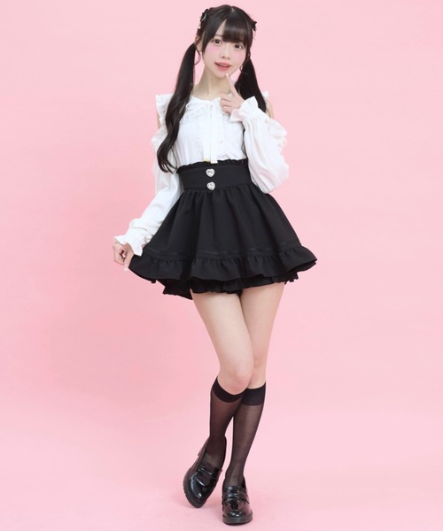 Secret Honey(シークレットハニー)の「肩開きレースアップカットソー(Tシャツ/カットソー・レディース・ブラック/オフホワイト・FREE)」の3枚目の写真
