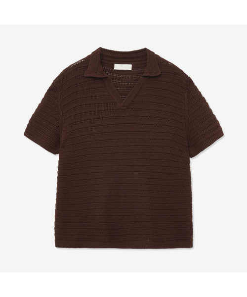 MINAV（ミナブ）の「クロシェカラー ニット [4COLOR]（ポロシャツ・メンズ・ブラック/アイボリー/ネイビー/ブラウン・MEDIUM/LARGE/X-LARGE）」の3枚目の写真