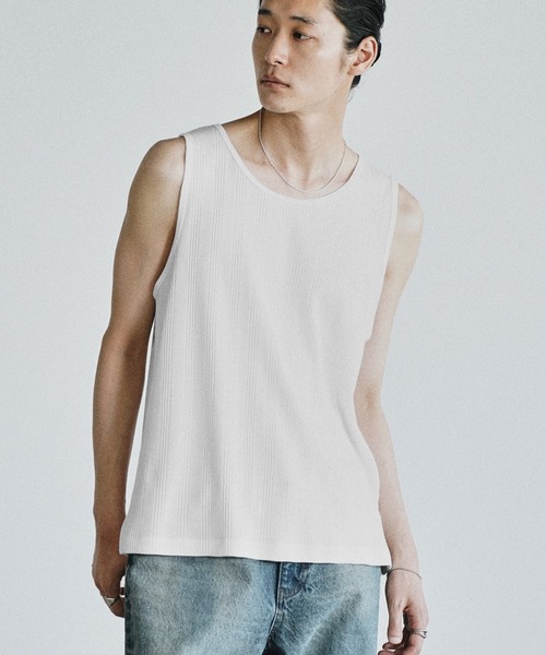 WYM LIDNM(ウィム バイ リドム)の「CLEAN RANDOM RIB TANK TOP(タンクトップ・メンズ・ブラック系/チャコール/オフホワイト/グレー系・S/XL/L/M)」の6枚目の写真