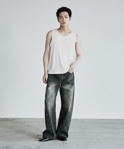 WYM LIDNM(ウィム バイ リドム)の「CLEAN RANDOM RIB TANK TOP(タンクトップ・メンズ・ブラック系/チャコール/オフホワイト/グレー系・S/XL/L/M)」の8枚目の写真