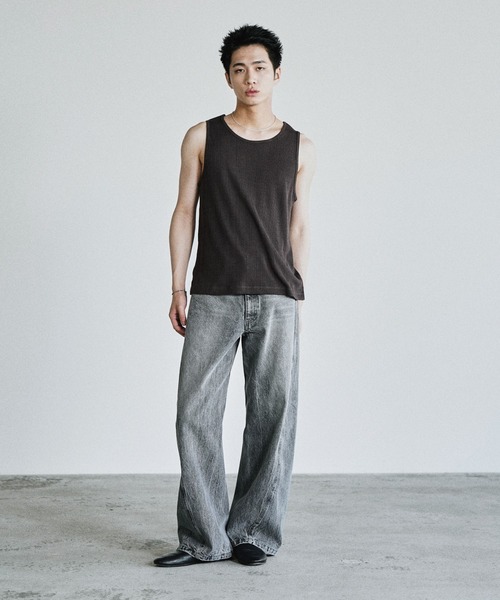 WYM LIDNM(ウィム バイ リドム)の「CLEAN RANDOM RIB TANK TOP(タンクトップ・メンズ・ブラック系/チャコール/オフホワイト/グレー系・S/XL/L/M)」の12枚目の写真