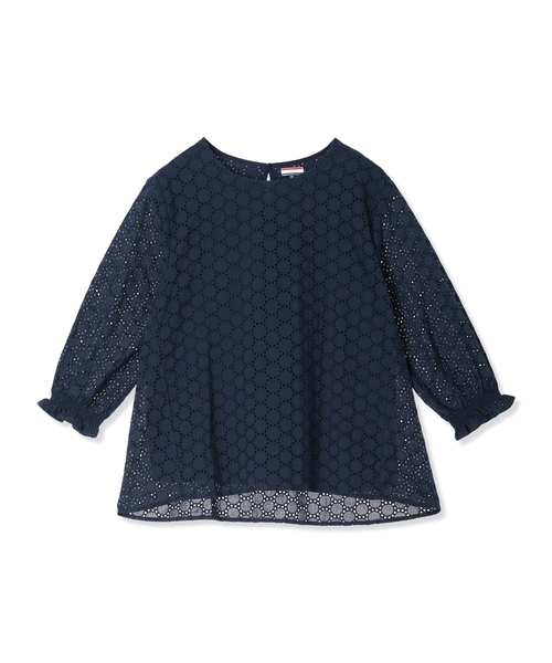 Petit Honfleur(プチオンフルール)の「レースシャーリング袖ブラウス(Tシャツ/カットソー・レディース・ネイビー/ホワイト・M/L)」の17枚目の写真