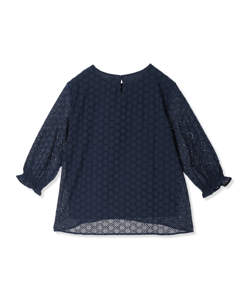 Petit Honfleur(プチオンフルール)の「レースシャーリング袖ブラウス(Tシャツ/カットソー・レディース・ネイビー/ホワイト・M/L)」の18枚目の写真